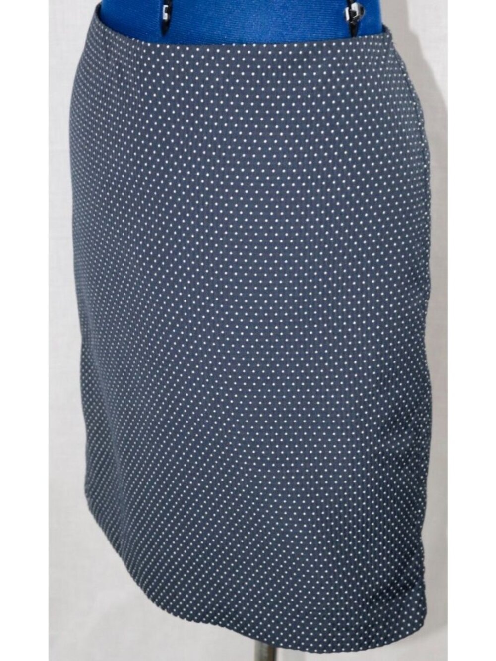 Quiet Luxury Kenar Skirt Women 6 Navy White Polka Dot Old Money Tailored Fit VTG - Picture 5 of 7